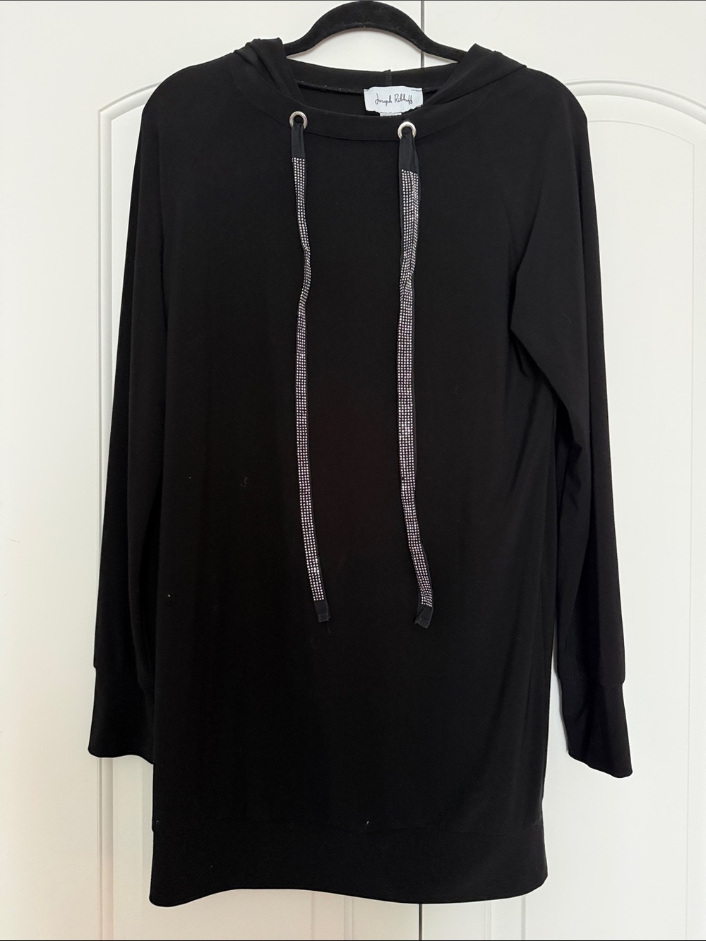 Joseph Ribkof Black Rhinestone Drawstring Hoodie
